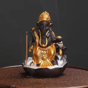 Creative Ganisa Buddha Design Incense Burner, 1 Count Backflow Incense Burner Holder, Ceramic Censer for Home Office Tea House Decor, Calming Home Fragrance, Freshener
