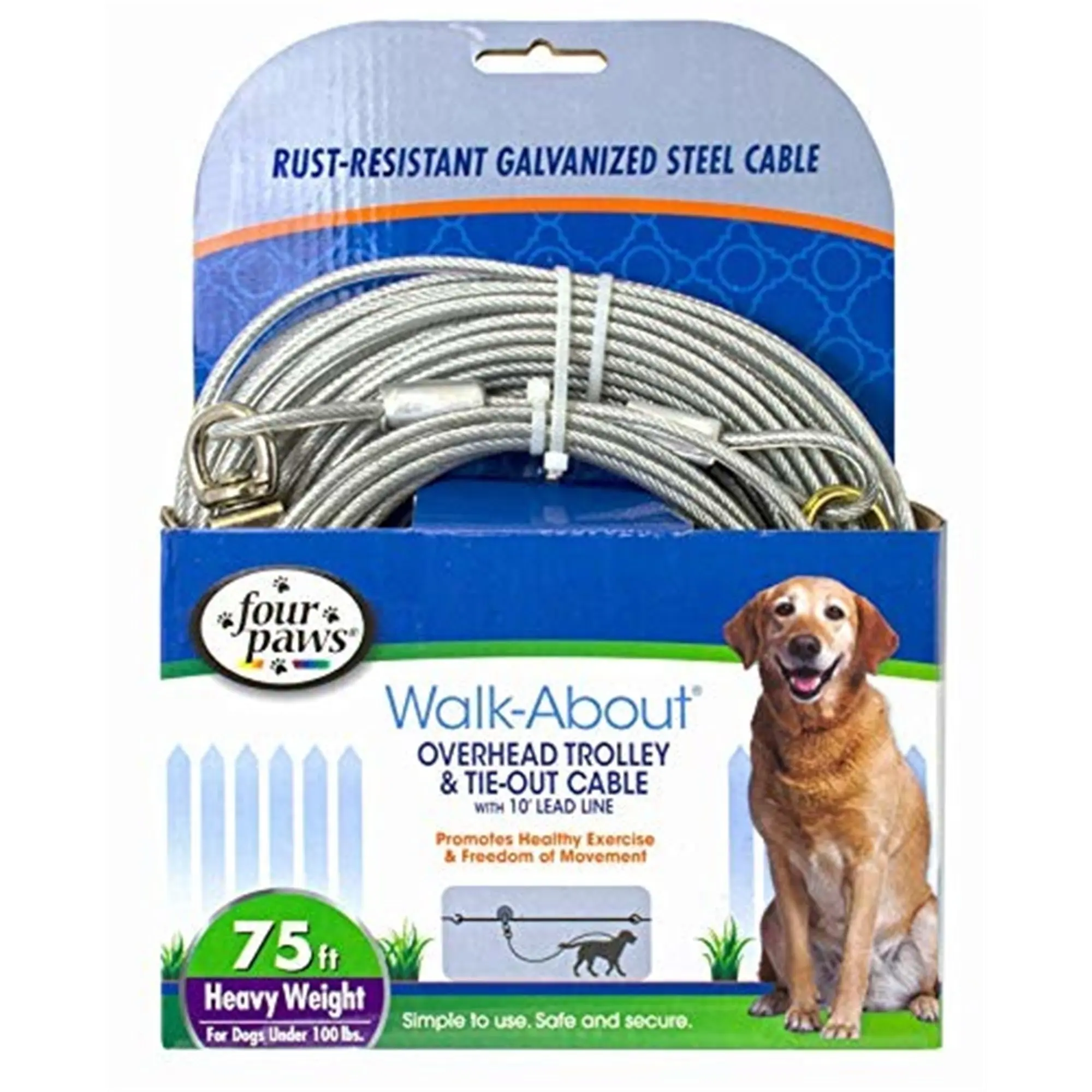 Four Paws Heavy Weight Trolley Exerciser w/ 10' lead, Dogs 50+ lbs