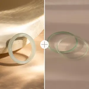 Jade Jewelry Set by Caitlyn Minimalist - Skinny Jade Ring & Thin Bangle Set of 2 - Green Gemstone Jewelry - Gift for Her