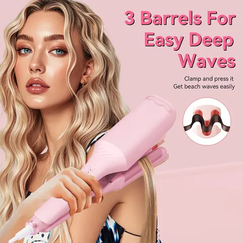 Compact curling iron, curling wand, and curling clips, tourmaline-coated, comfortable hair styling tools, create smooth waves, comfortable curls, Hollywood wave styles, negative ions, mermaid hairstyles, multifunctional styler rotating