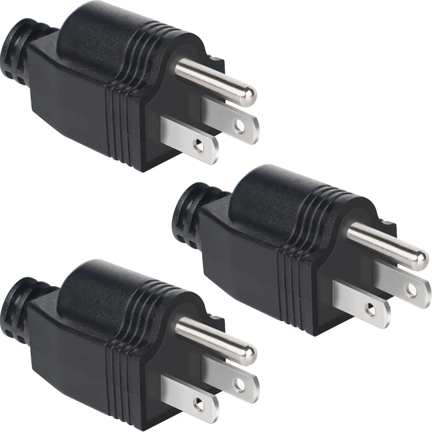 NEMA 5-15P Electrical Replacement Plugs125V 15A 2-Pole 3-Wire Grounding Replacement for Extension Cord EndsMale Straight  Plug 3-Pack