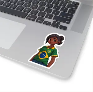 Brazilian Girl Sticker, Brazil Proud Sticker, Girl Wearing Brazilian Jersey Sticker, Gift for Brazilian