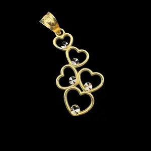 14K 5 HEARTS PENDANT 1"INCH