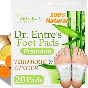 Dr. Entre's Foot Pads: 20 Pack of Turmeric & Ginger Premium Pads to Feel Better, Sleep Better & Relieve Stress | Organic Foot Patches