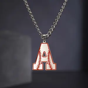 Titanium steel baseball letter pendant hip-hop niche design all-match initials stainless steel necklace couple gift y2k