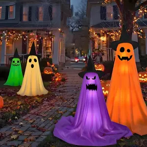 Halloween Ghost String Lights with Remote Control, Outdoor Indoor Party Decorations, Porch Yard Garden Lawn Halloween Lights, Party Decoration Supplies
