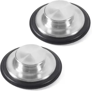 2-Piece Durable Stainless Steel Rubber Sink Stopper, 3.38 in Wide Rim Garbage Disposal Plug for Kitchen Use