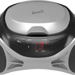 Supersonic SC-726BT Portable CD Player AM/FM Radio Bluetooth LED AC/DC Silver