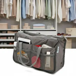 Multi-Functional Nylon Double Zipper Organizer pouch: travel cosmetic Bag, Wallet insert, Student Backpack Companion, Portable Storage Solution, Waterproof Daily Essentials Carry-All for Small Items, Versatile Travel Accessory