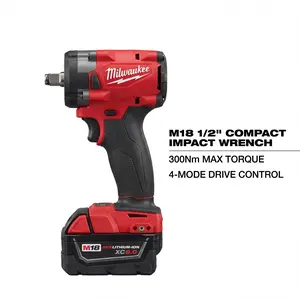 Milwaukee M18 FIW212 18V 1/2-Inch Cordless Impact Wrench with Friction Ring, 300Nm Max Torque and 4-Mode Drive Control, Heavy Duty Power Tool for Automotive Repair, Mechanical Maintenance Bolts brushless maximum