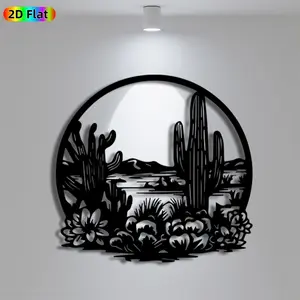 1pc Minimalist Cactus & Desert Metal Wall Art, Minimalist Cactus & Desert Statue Mural, Iron Craft, Perfect for Living Room, Garden, Patio Decor, Intricate Craftsmanship, Silhouette Wall Decor, Christmas Decor, Ideal Gift for Nature Lovers