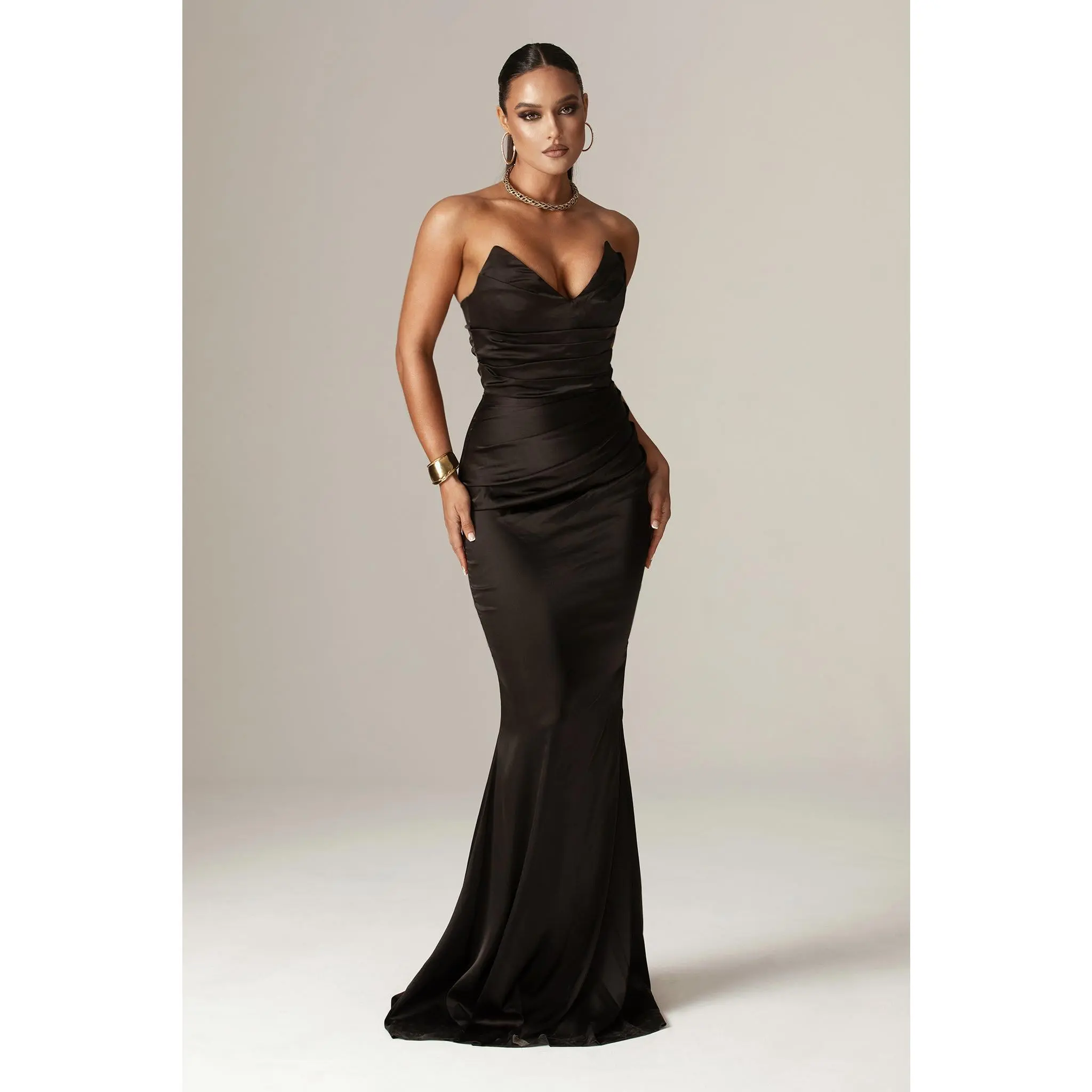 white christmas dresses Satin Corset Maxi Dress main image 0