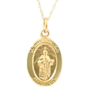 14k Yellow Gold Gold St. Jude Thaddeus Medal Pendant .5" Tall 1.5 Gram