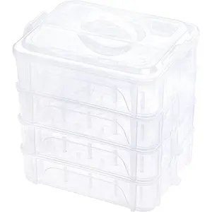 4 Layers Stackable Clear Storage Box/Organizer for Holding 80 Spools Home Embroidery & Sewing Thread (Spool Size Requirement: Height<=2.2"/5.6CM; Width<=1.69"/4.3CM)