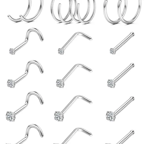 Minimalist Nose Ring, Stainless Steel Nose Studs, Double Hoop Nose Ring for Women & Men, Body Piercing Jewelry, Fashion Accessories for Party, Daily Clothing Decor, Nose Piercings