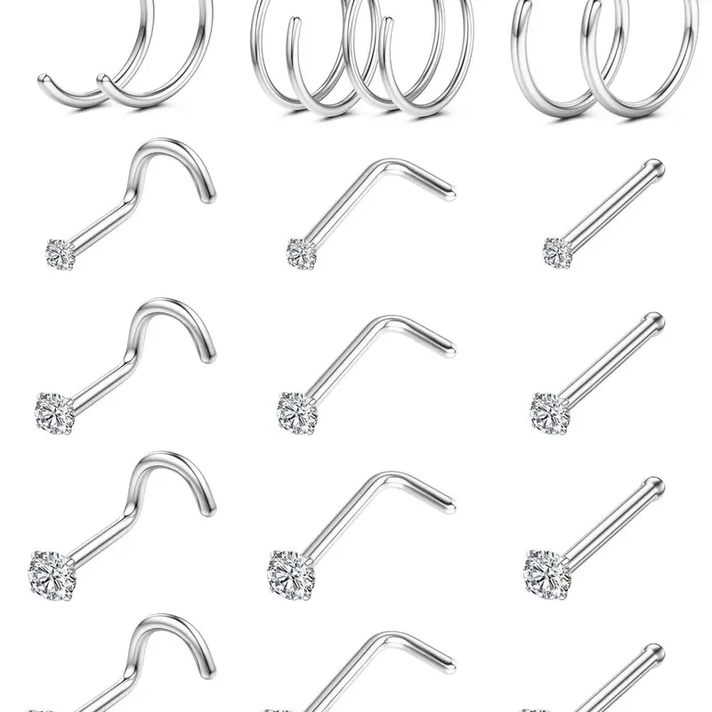 Minimalist Nose Ring, Stainless Steel Nose Studs, Double Hoop Nose Ring for Women & Men, Body Piercing Jewelry, Fashion Accessories for Party, Daily Clothing Decor, Nose Piercings