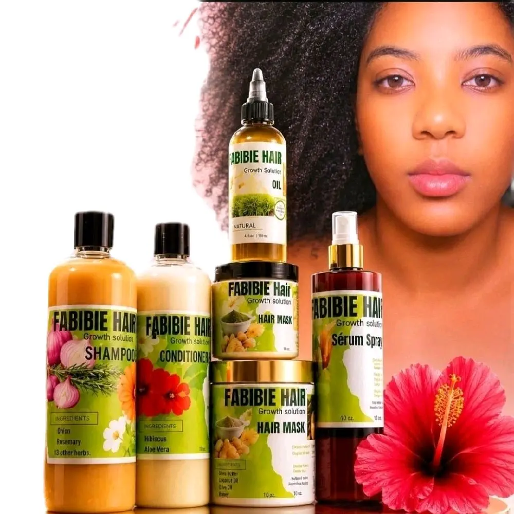 Fabibiehair grow Gamme complète 6 products shampoo,conditioner,oil ,pomade,serum spray hair Mask made with natural ingredients