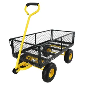 37.00*19.48*40.15 Inch Heavy-Duty Garden Dump Cart with Inflatable Wheels, 660 LBS Weight Capacity Utility Wagon for Yard Lawn Farm Transport