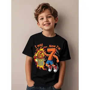 I was 6 Now I'm 7 Basketball 6 7 Birthday Novelty Aesthetic Graphic Kid T-Shirt Cute Kid T Shirts Trendy Cool Tops Tees for Kid
