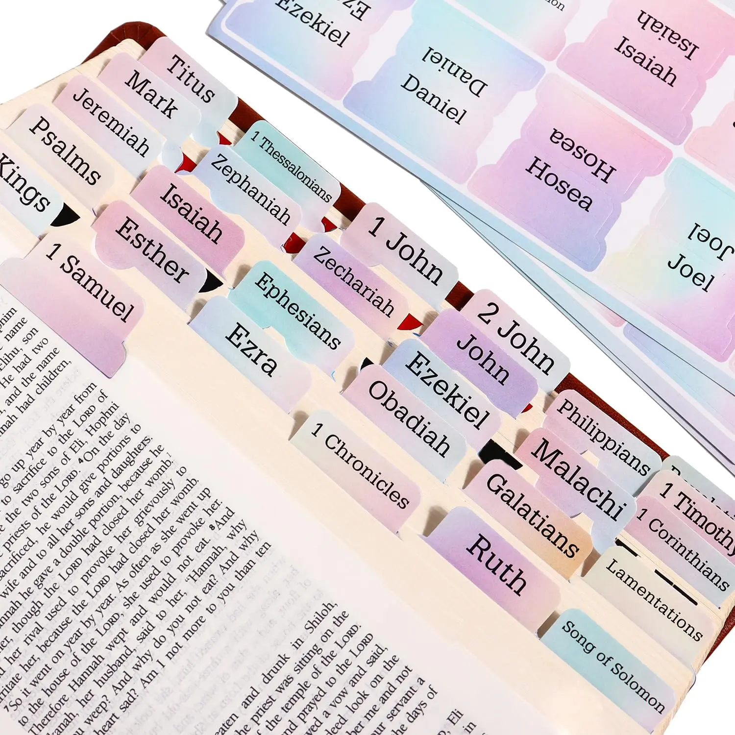High-Quality Paper Rainbow Bible Index Tabs - 90 Tags Total, Quick Navigation, for Kids & Adults, Fits Most Bibles, Multi-Color Office Stationery Index Dividers