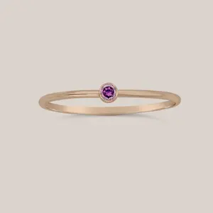 February Birthstone Ring Amethyst – Gold Filled Stacking Ring