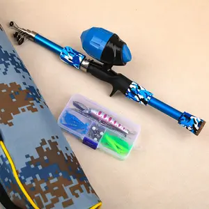 Portable Multi-Section Fishing Rod Set, Includes Closed Reel, Lure, Hook Keeper Ring Accessories, Camo Storage Bag, Freshwater & Saltwater Use