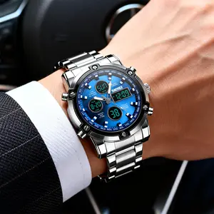 Unisex Fashion Silver Metal Link Watch - Polished Round Case, Sleek Design for Everyday Styling, Outdoor Use Rose Gold Crystal Touch Screen