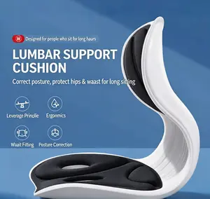 Ergonomic lumbar support cushion, backrest pad, waist support for posture correction, anti-hunchback seat cushion, ideal for prolonged sitting.