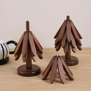"Wooden Tree Trivet Set - Tree Trivets for HotDishes, Wooden Trivets for Hot Pots, FoldableKitchen Wooden Tree Coasters for HotBowl&Teapot Tableware "