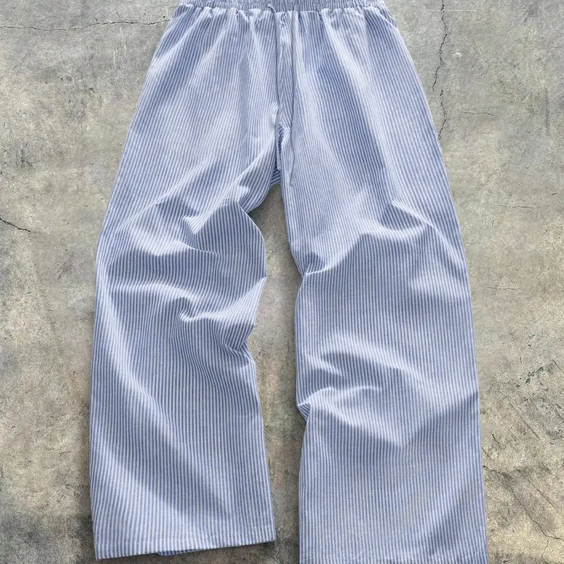 Unisex Striped Wide Leg, Casual Slacks, Casual Loose Fit Trousers, Breathable Comfort Design, Suitable for Daily Wear, Leisure and Home Use, Casual Fashion Bottoms, Casual Loose Pant