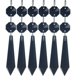 H&D 55Mm Crystal Icicle Prisms Chandelier Drop Pendants Lamp Candelabra Parts, Pack of 10 (Black) H&D Crystal Manufacture CO.,LTD