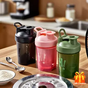 1 Piece Protein Shaker Cup with Plastic Stirring Ball Lid Shaker Cup (Pink, Green, Black) - Used for Protein Powder, Sports Drinks, and Water Insulated Cup - Perfect for Fitness, Outdoor, and Camping, Camping Essential Protein Shaker Bottle