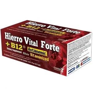 Hierro Vital Forte + B12 Antianemic Vitaminized Elixir 21 Bottles 0.51 fl oz Each Iron Healthcare Supplement