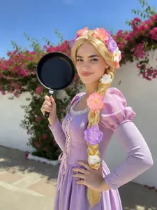 Long Blonde Rapunzel Wigs for Girls, Princess Girl Costume Cosplay Wig, Fairy Tale Ball Braided Wigs for Halloween & Christmas Parties, Fairytale