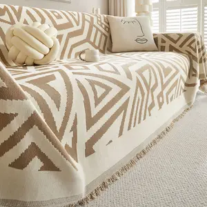 Bohemian Chenille Sofa Throw,Skin-Friendly Breathable Pet Friendly, Room Decoration, Machine Washable Sofa Cover, All Seasons Use