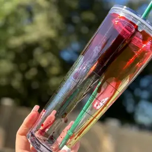 [DealsForYouDays]SummerWins Halloween Plastic Tumbler Cup Set (includes lid and straw): Design with various pumpkin, ghost and batsReusable 450ml/720ml blood-red travel mug, perfect for iced coffee and other beverages — Festive horror party supplies