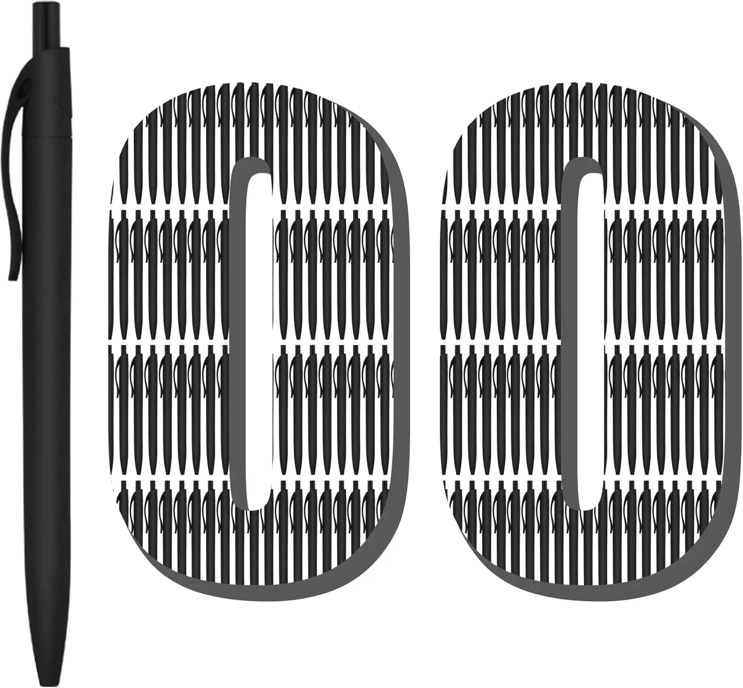 100 Pack No Bleed Black Barrel Click Pens, Wholesale Retractable Ballpoint, Medium Point, Smooth Ink, 1.0MM Black Ink