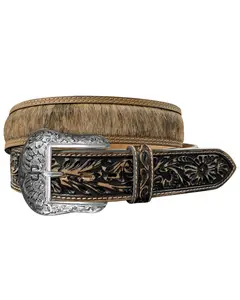 Stetson Men's Hair-On-Hide Tooled Tab Belt - 9918500