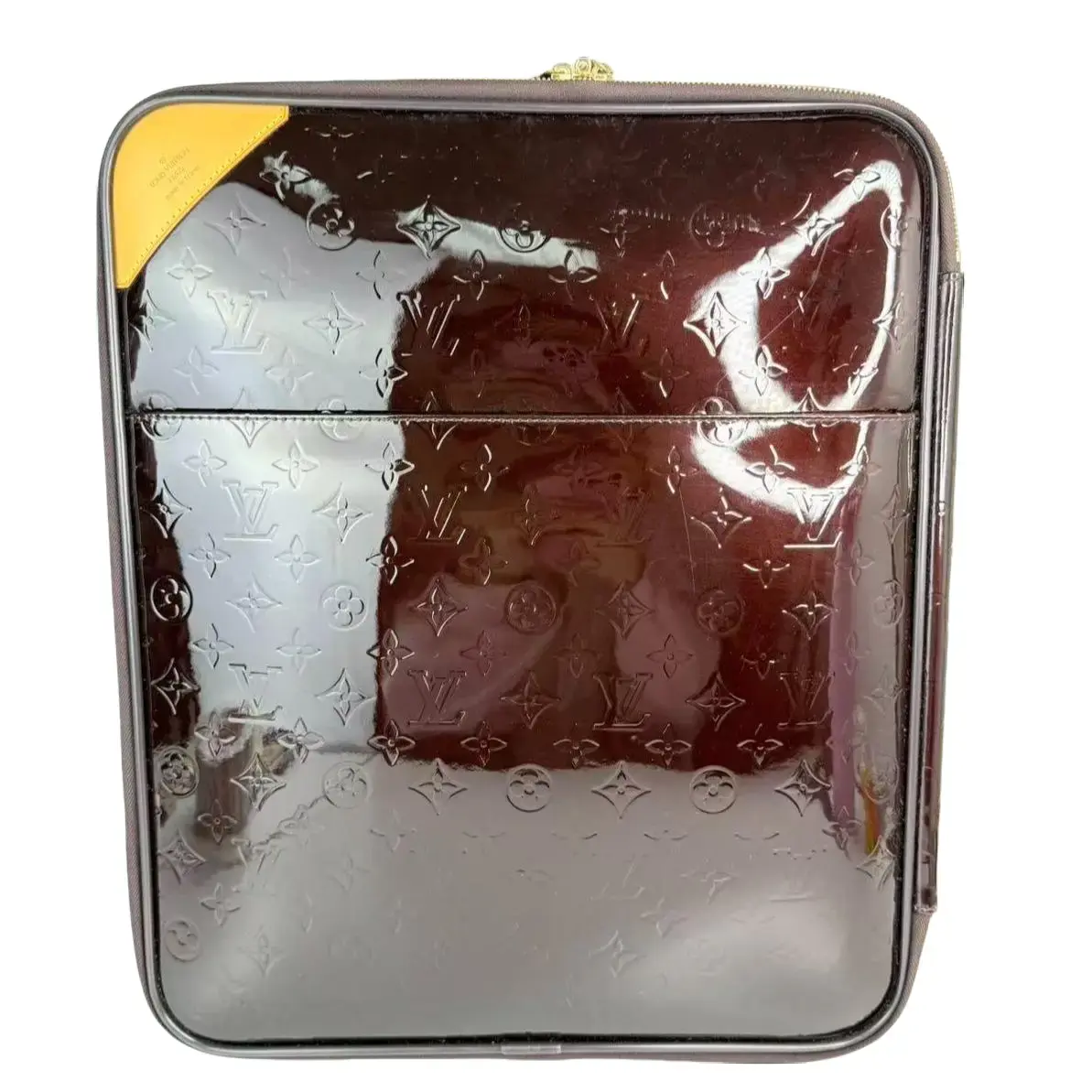 Pre-owned Louis Vuitton Leather luggage Pegase 55 Monogram Vernis Amarante Rolling Carry On Suitcase Luggage