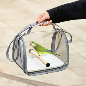 Pet Bird Carrier Backpack, Transparent Portable Parrot Travel Bag, Soft Crate for Small Sun Conure, Pigeon, Lizard, Hamster, Small Animals, Breathable Mesh Bubble Window for Outdoor Walking