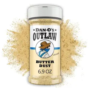 Dan-O's Outlaws Butter Dust Seasoning, 6.9 oz Bottle, Buttery All Purpose Seasoning for Chicken, Veggies, Popcorn and More, Sugar Free, Zero Calorie, This Spice Blend Adds Rich Flavor Without the Mess
