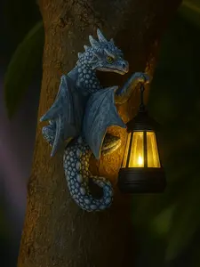 Solar Power Outdoor Dragon Statue with Lantern Unique Tree Face Sculpture Outdoor Yard Decor Solar Powered Light Lamp Perfect Gift for Garden Lovers  Mystical Charm Best Gift For valentine`s