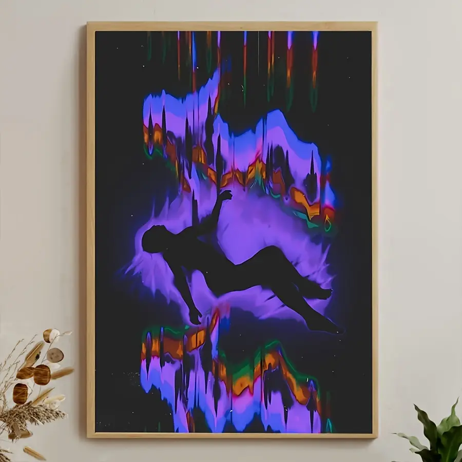 1pc Canvas Art Print Poster - Inspiration & Musical Aura Theme, Contemporary Art Deco Style, Ink Wall Art for Living Room, Bedroom, Dining Room - Frameless Phase Shift & Body Soul Aesthetic Artwork - For Art Lovers & Home Decor Enthusiasts - Perfect Gift