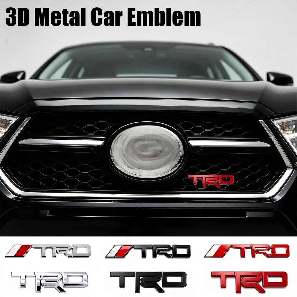 TRD Emblem 3D Metal Car Body Front Grille Badge For Hilux Corolla RAV4 Camry Highlander Yaris Cross