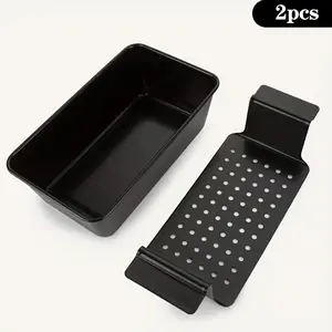 2-piece set with grease-trapping pan and non-stick meat patty baking pan, reduces oil usage and enhances flavor.Baking pan set for bread.