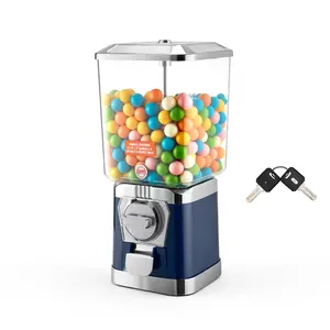 fathersdaygift VEVOR Gumball Machine for Kids, 17H Home Candy Vending Machine, PC Gumball Dispenser, Bubble Gum Machine for Game Stores, Coin Operated Gumball Bank for Toy Capsules Bouncy Balls Candy, Blue