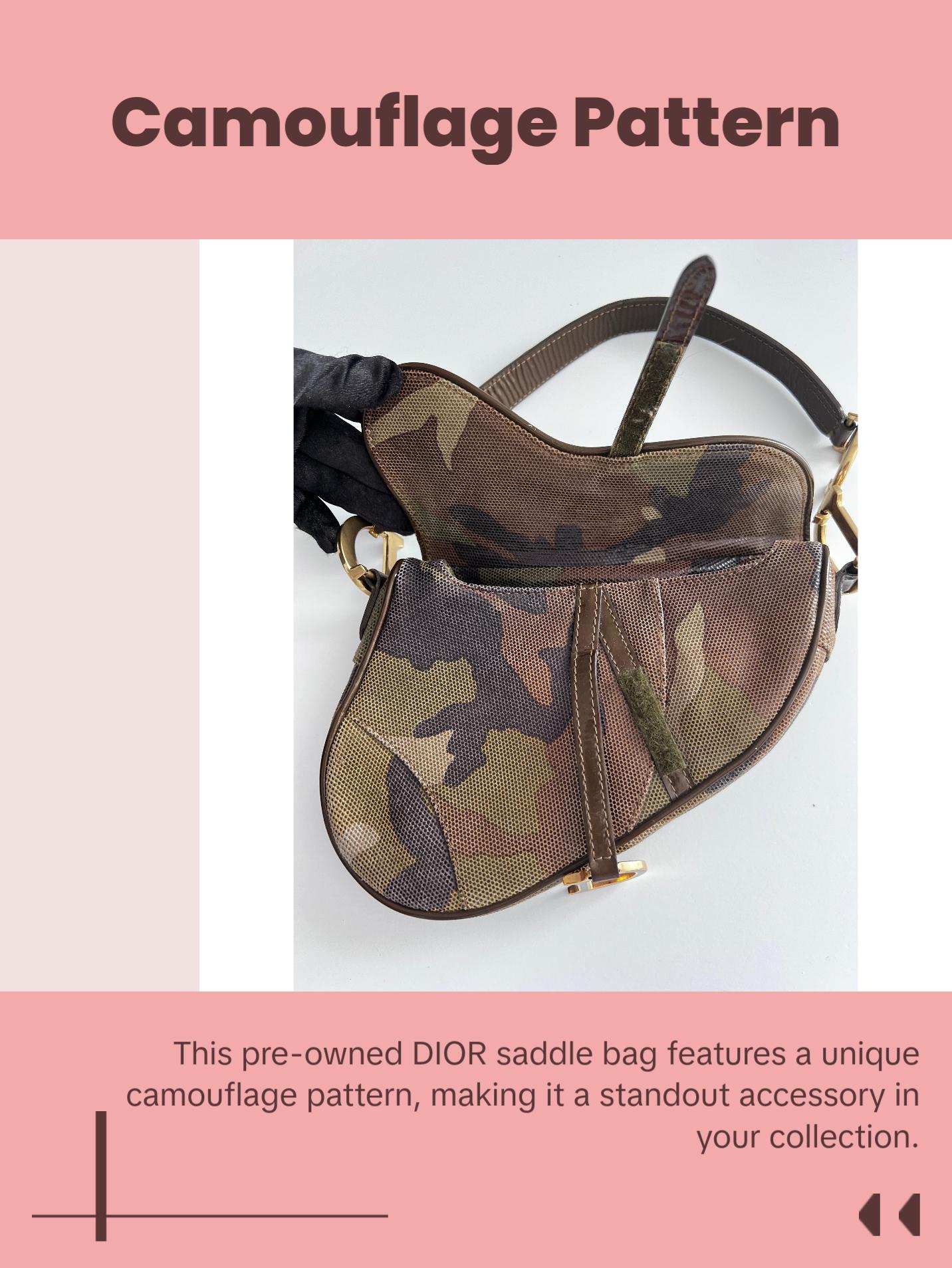 Pre-owned Dior leather Shoulder Bags Extremely rare small size camouflage saddle bag