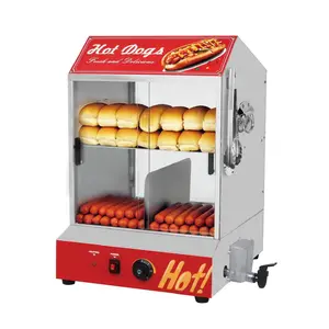 Hot Dog Steamer Machine, 31.7QT/30L, 2-Tier Electric Hot Dog Steamer with Bun Warmer, Adjustable Temperature, Hot Dog Hut Steamer with Visible Glass Sliding Door, 175 Hot Dogs & 40 Buns Capacity