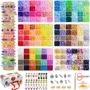 Friendship Bracelet Kit, 16800 count, 96 Colors Polymer Clay Beads & 24 Colors Glass Seed Beads, 400 Letters Beads,Bracelet Making Kit for DIY  Making&Friendship Bracelet Making