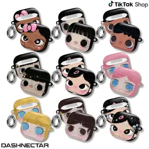 Kawaii Cute Black Big Eyes Cool AirPods Case, Dreamy INS Glittering Big Eyes Comic Girl AirPods Cover, Gift For Her Protective Air Pod Pro 1 2 3